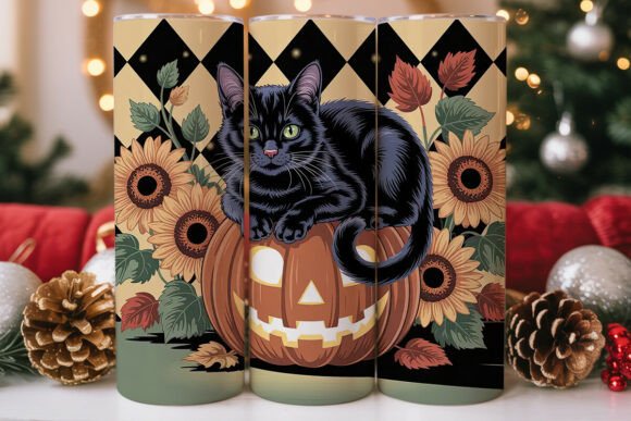 Black Cat Pumpkin 20oz Tumbler Wrap