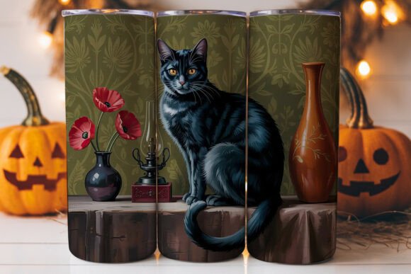 Black Cat Vintage Still Life Tumbler