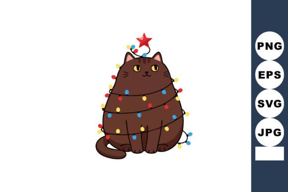 Brown Cat Decorated with Colorful Christ