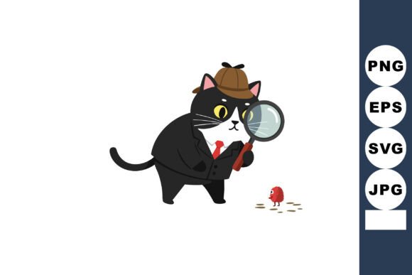Cat Detective with Magnifying Glass