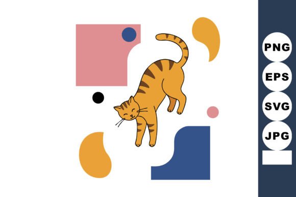 Cat Playing with Abstract Colorful Shape