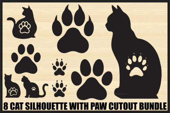 Cat Silhouette Paw Cutout Set
