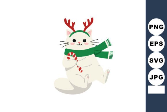 Cat Wearing Reindeer Antlers and Green S