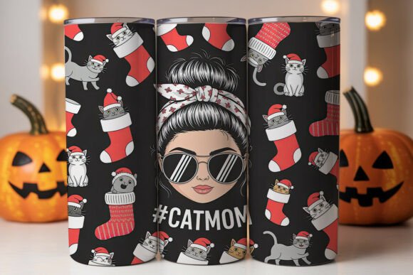 Christmas Cat Mom 20oz Tumbler Wrap