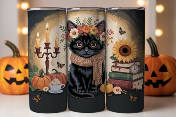 Cozy Autumn Cat 20oz Tumbler Wrap