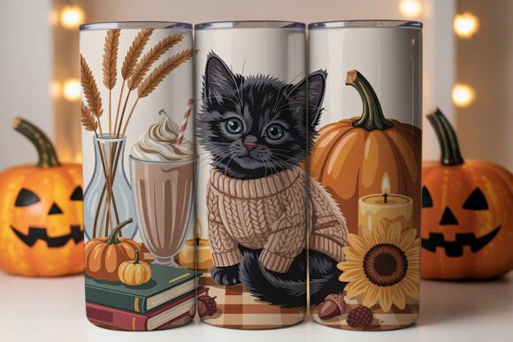 Cozy Autumn Kitten 20oz Tumbler Wrap