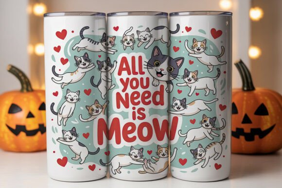 Cute Cat Meow 20oz Tumbler Wrap