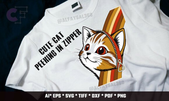 Cute Cat Peeking in Zipper