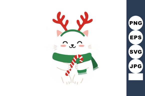 Cute Cat with Reindeer Antlers and Green