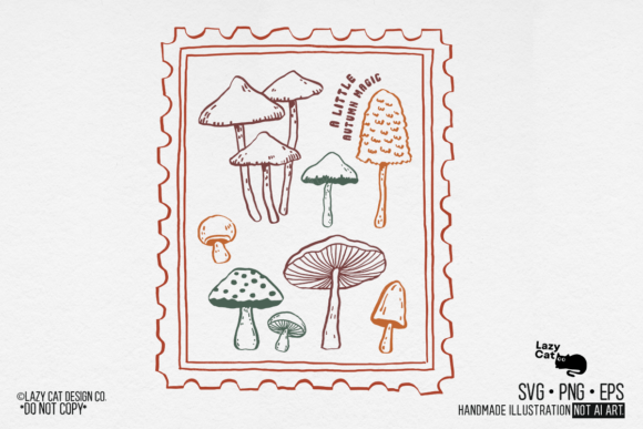 Fall Stamp Mushroom Hand-drawn SVG PNG