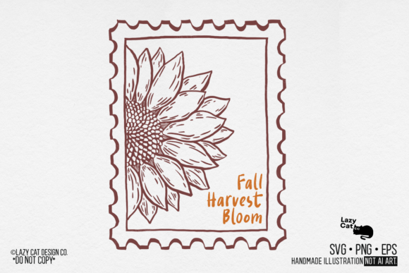 Fall Stamp Sunflower Hand-drawn SVG PNG