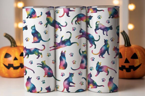 Galaxy Cat Paw Print 20oz Tumbler Wrap