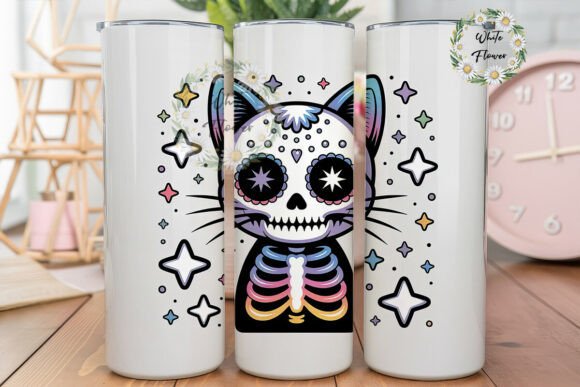 Galaxy Sugar Skull Cat Tumbler Wrap