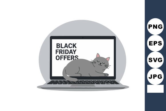 Grey Cat Sleeping on Laptop Keyboard Wit