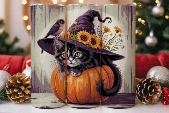 Halloween Cat and Pumpkin 20oz Tumbler
