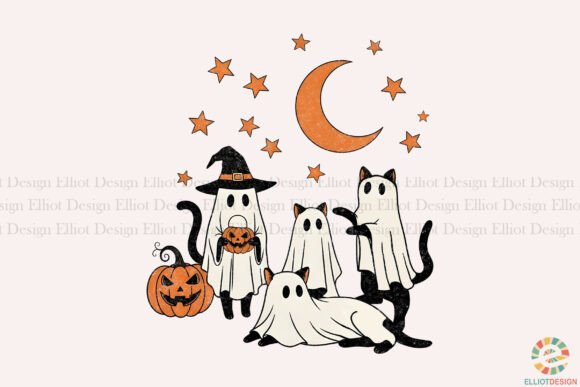 Halloween Cat Ghost Funny Sublimation