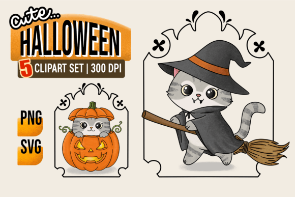Halloween Cats Clipart BONUS