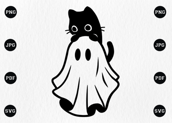 Halloween Ghost Spooky and Cat PNG