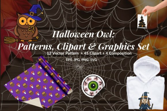 Halloween Owl Patterns, Clipart