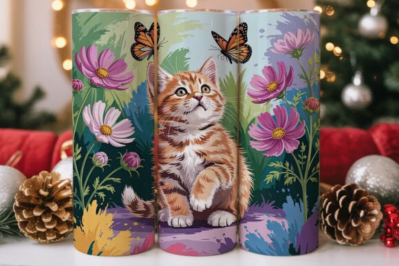 Kitten Butterflies 20oz Tumbler Wrap