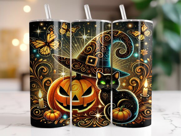 Magical Cat Pumpkin 20oz Tumbler Wrap