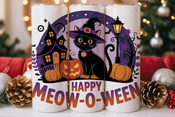 Meow-O-Ween Cat 20oz Tumbler Wrap
