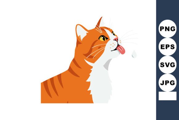 Orange and White Tabby Cat Licking Water