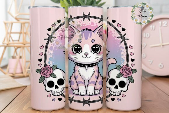 Pastel Goth Kawaii Cat Tumbler Wrap