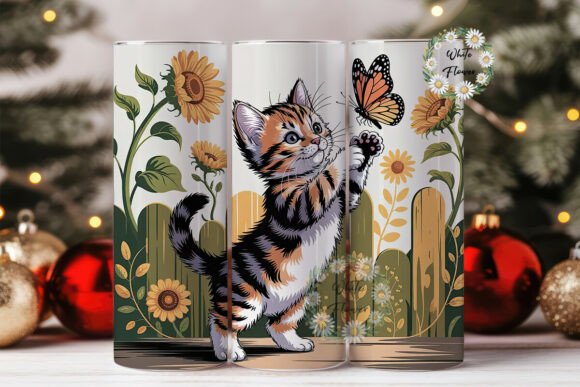 Playful Kitten Sunflowers 20oz