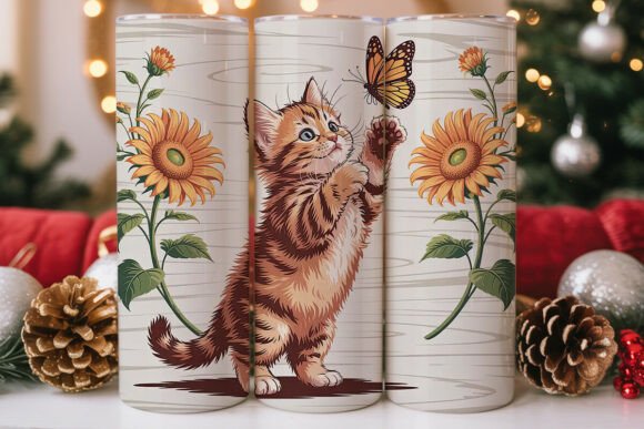Playful Kitten Sunflowers 20oz Tumbler