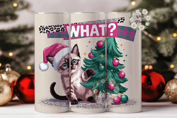 Playful Xmas Kitten Tumbler Wrap