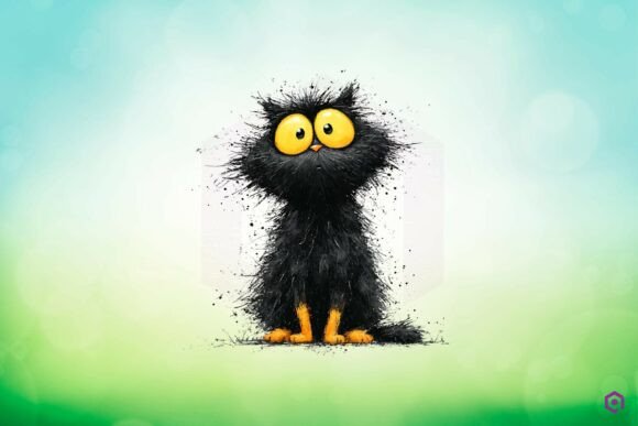 Quirky Halloween Black Cat Clipart 1