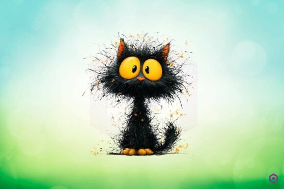 Quirky Halloween Black Cat Clipart 12