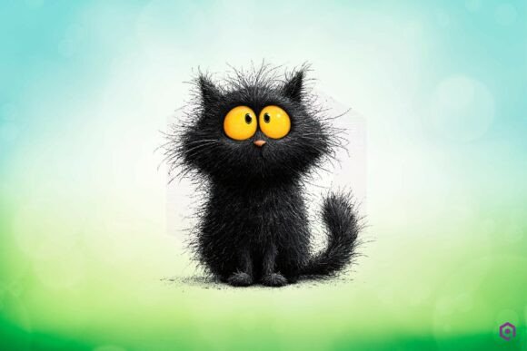Quirky Halloween Black Cat Clipart 13