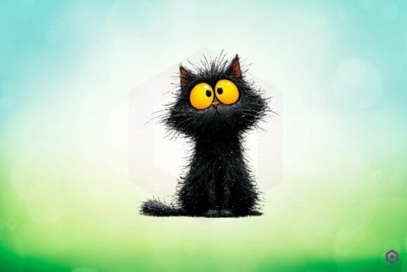 Quirky Halloween Black Cat Clipart 2