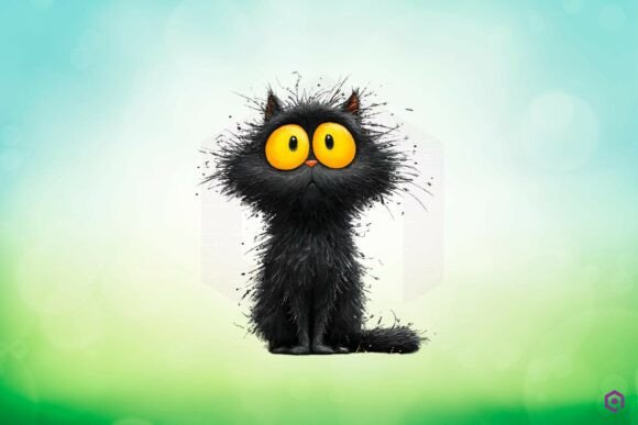 Quirky Halloween Black Cat Clipart 20