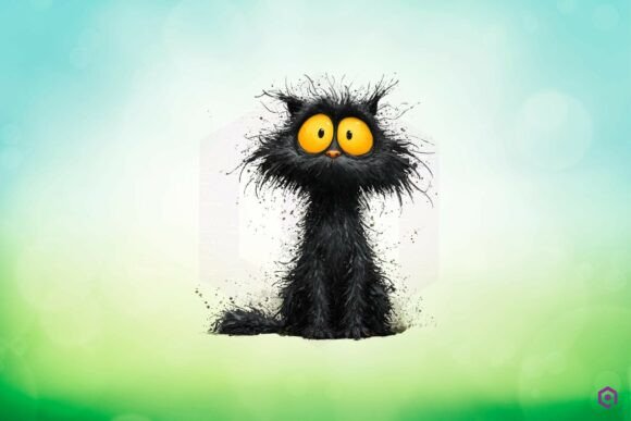 Quirky Halloween Black Cat Clipart 21