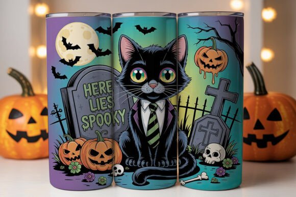 Spooky Cat Halloween 20oz Tumbler Wrap