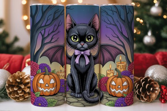 Spooky Cat Pumpkin Moon Tumbler