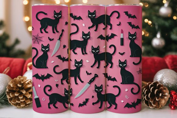 Spooky Pink Cat 20oz Tumbler Wrap