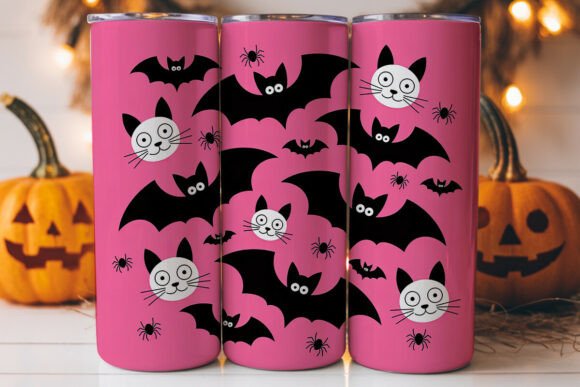 Spooky Pink Halloween Cat 20oz Tumbler