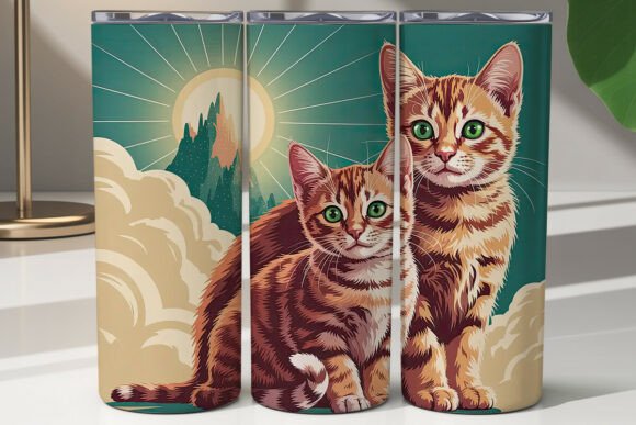 Vintage Cat in Clouds Tumbler Wrap