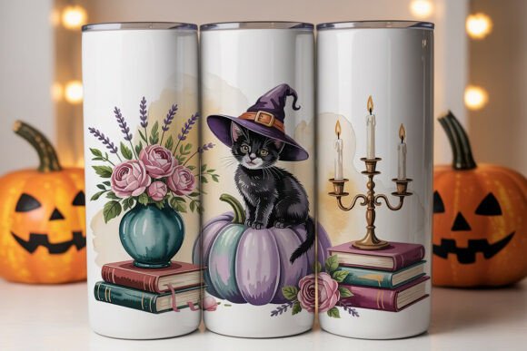 Whimsical Halloween Cat 20oz Tumbler